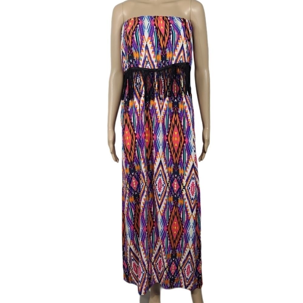Justify Multi Color Fringed Maxi Dress